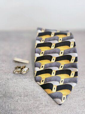 Gottonero Silk Tie Italian Design Vintage Cufflinks Necktie Clip Mens Wear